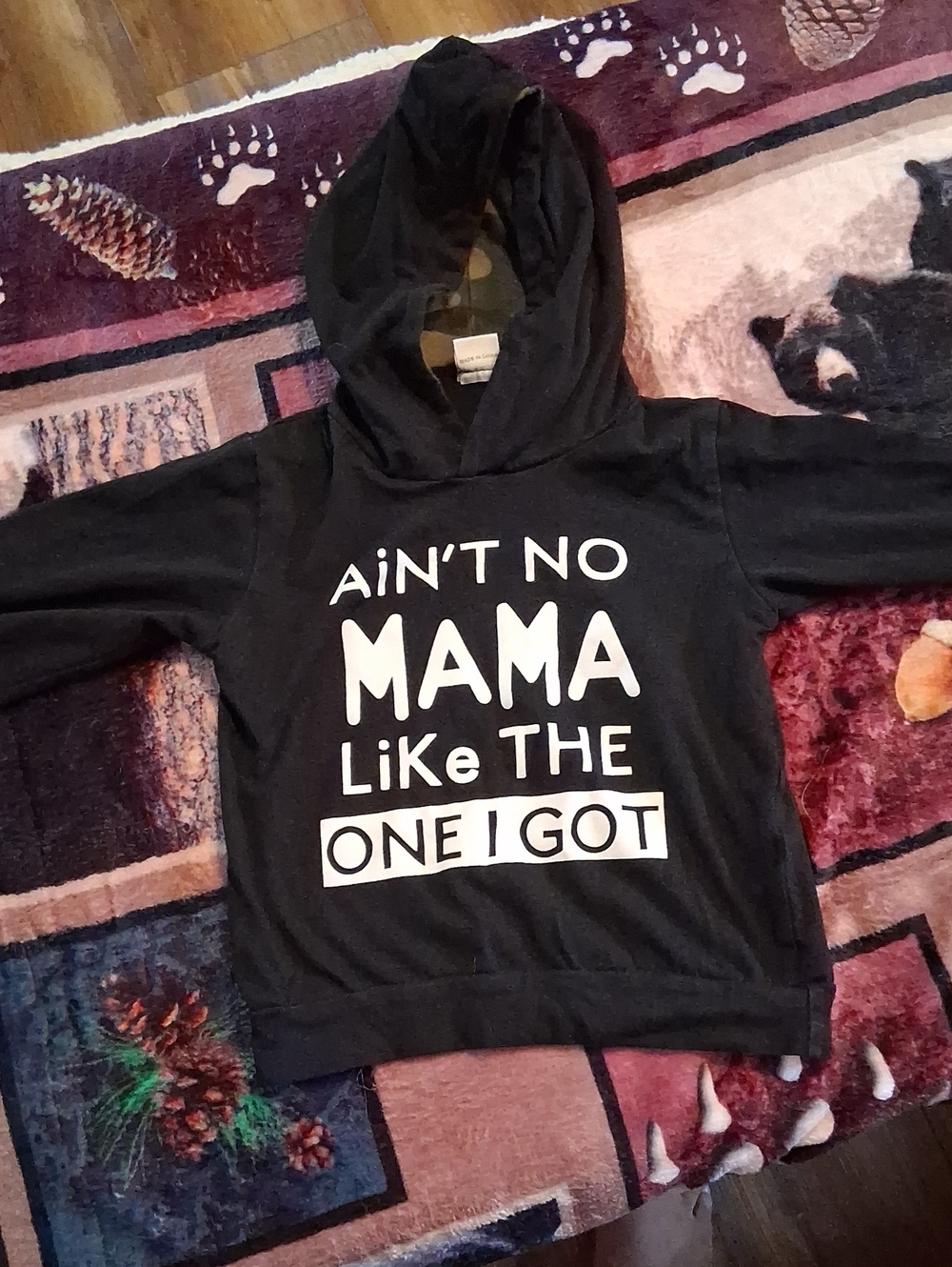 Kids Black Hooded Sweatshirt - "Ain't No Mama Like The One I Got"